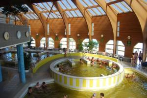 un gruppo di persone in una piscina in un edificio di Termál Apartman a Tiszaújváros Altre 30 foto