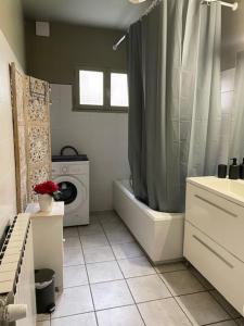 een badkamer met douche en wasmachine bij Le Mont Joly & Les 4 Têtes in Sallanches +17 foto's