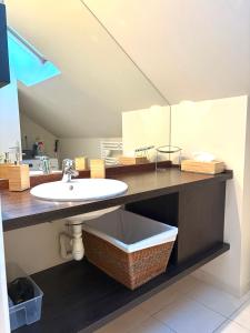 een badkamer met een wastafel en een spiegel bij Le Rubis - hyper centre et proche plage in Dinard +25 foto's