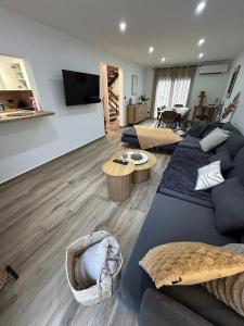 a living room with two couches and a tv at Villa Casa Luma in Balaruc-les-Bains