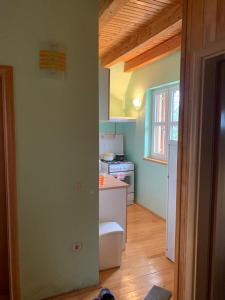a kitchen with a stove and a counter top at Vikendica PEPO in Blidinje +4 photos