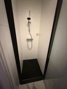 a shower with a shower head in a bathroom at Bed & Breakfast Anna in Groningen +14 photos