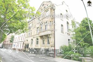 uma imagem de um edifício com as palavras "wildlife britishwealth institute" e "park" em Green Residence Boutique Lofts & Villa am Park em Offenbach mais 188 fotografias
