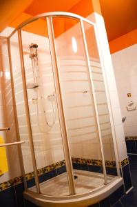 a shower in a bathroom with a glass enclosure at Penzion Z&Z in Tábor +23 photos