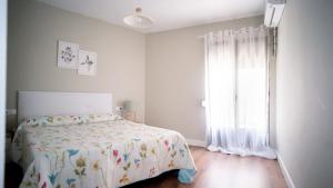 una camera da letto con un letto e una finestra di Suites Cañizares Catedral a Jaén