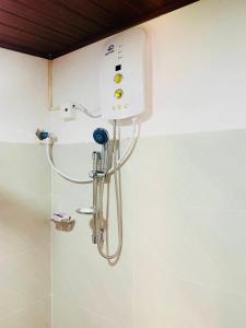 a shower in the corner of a bathroom at Gold Stream Villa in Demodara
