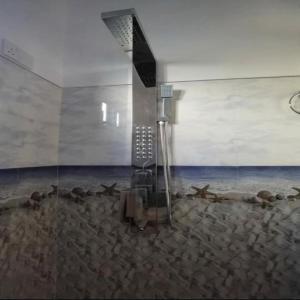 a room with a shower with starfish on the floor at Ella Rock Glance in Ella
