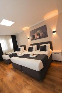a hotel room with two beds in a room at Özdemir Inn Otel in Balıkesir