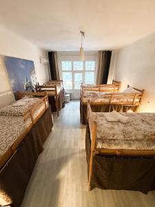 una stanza con un sacco di letti di The Horse Monument Hostel a Belgrado