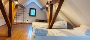 Camera mansardata con 2 letti e una scala. di CaSa ViTo Kumrovec 