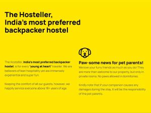 a yellow sign that says the hostetter is indias most preferred backpacker at The Hosteller Bam Lonavala, Tiger Point in Lonavala