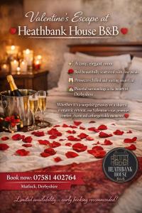 Een flyer voor een Valentijnsbarbecue bij Hermitblank House. bij Heathbank House B&B in Matlock