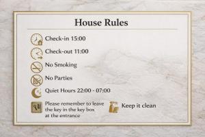 a ticket for a hotel room with a house rules at Klaus Luxury Apartment #Bucharest in Ştefăneştii de Sus