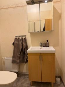 a bathroom with a sink and a toilet at Villa Thurdus in Härnösand