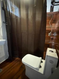 a bathroom with a toilet and a sink and a shower at The Himalayan Home in Nagar