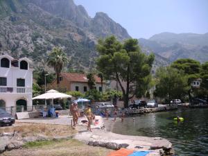 a group of people swimming in a body of water at Apartments Bajkovic in Kotor
