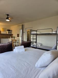 een slaapkamer met een bed met 2 stapelbedden bij פסטרנק אירוח יער אודם in Odem