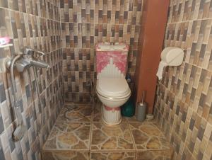 a bathroom with a toilet in a tiled stall at TATAICHA Appart in NʼDjamena