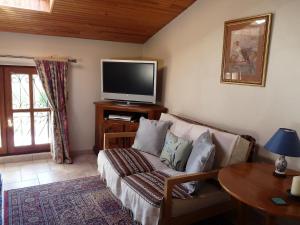 een woonkamer met een bank en een flatscreen-tv bij Saint Laurent 1330 Chemin de Saint Laurent in Rieux