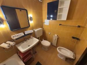 a bathroom with a white toilet and a sink at Neve 5 Apartment - Clotes Slope Access in Sauze d'Oulx