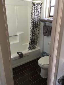 łazienka z toaletą i prysznicem w obiekcie Highlander Motel w mieście Williams
