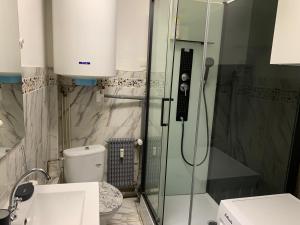 a bathroom with a shower and a toilet at PapayaCalais in Calais