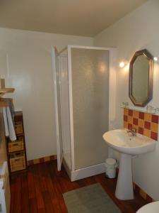 a bathroom with a sink and a shower at La Ferme Montplaisir in Montesquieu-Volvestre +23 photos