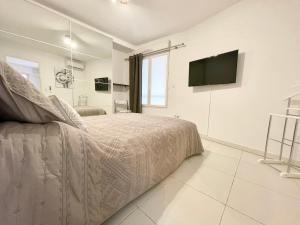 a bedroom with a bed and a flat screen tv at Cannes Maria in Cannes