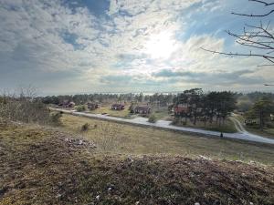 a road with houses on the side of a field at Nobel Cabins - Furillen in Lärbro +10 photos