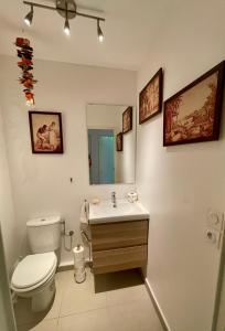 a bathroom with a toilet and a sink at Flo location Fréjus in Fréjus +37 photos