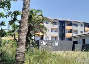 a palm tree in front of a building at Bee Bee Adventures in Ballito