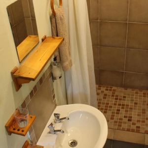 a bathroom with a sink and a shower at Dunford's Loft in Himeville +68 photos