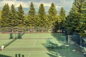 an overhead view of a tennis court with trees at Abode at Rendezvous in Teton Village