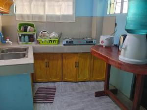 a kitchen with a sink and a counter top at iya lee guest hauz in Capissayan
