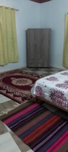 a bedroom with two beds sitting on a rug at Forteresse Ait-Mezline in Timimoun