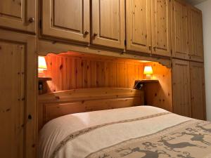 a bedroom with wooden cabinets and a bed at Casa Mezzavalle in Pelugo