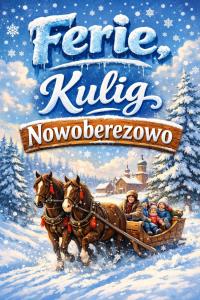 a book cover of a family in a horse drawn sleigh at Agroturystyka Przy Rajskim Sadzie in Nowy Berezów