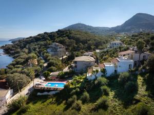 an aerial view of a resort with a swimming pool at Aether Messonghi - Seaview Collection Corfu in Mesongi