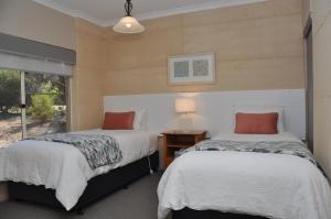 a bedroom with two beds and a window at Big Brook Retreat in Pemberton