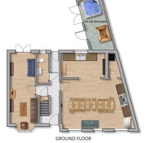 a floor plan of a small house at Opposite Mundesley beach, hot tub & sauna, sleeps 7 to 16 people in Mundesley