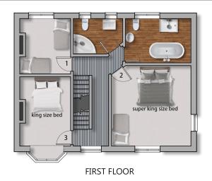 a floor plan of a tiny house at Opposite Mundesley beach, hot tub & sauna, sleeps 7 to 16 people in Mundesley +38 photos