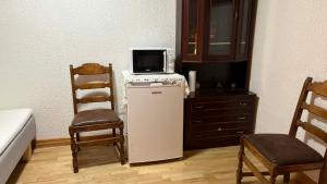a kitchen with a small refrigerator and a microwave at Rosen Hill in Nol