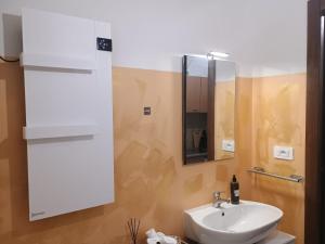 a bathroom with a sink and a mirror at I Pelosetti in Calalzo