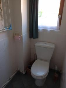 a bathroom with a white toilet and a window at La Maisonnette - animaux acceptés, parking privé, jardin plein sud in Wissant
