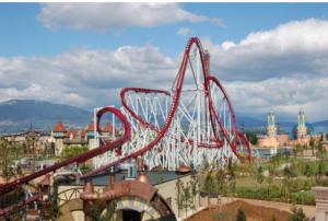 a roller coaster at a theme park at RoMi's house in Colonna