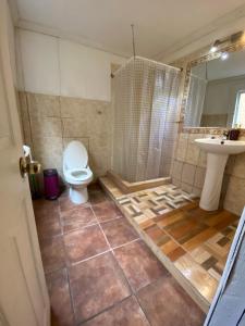 a bathroom with a toilet and a sink at Selva Hospedaje in Valparaíso +48 photos