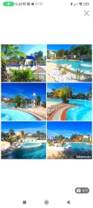 a collage of photos of the beaches and water at Olivier 64 in Valras-Plage