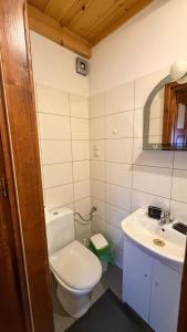 a bathroom with a toilet and a sink at Noclegi u Gubały in Szaflary +16 photos