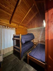 a bedroom with two bunk beds in a cabin at Cabañas EL CAMPITO in Aluminé