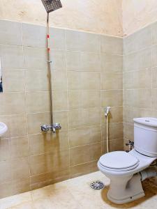 a bathroom with a toilet and a shower at لودج ادرار احكيك in Siwa